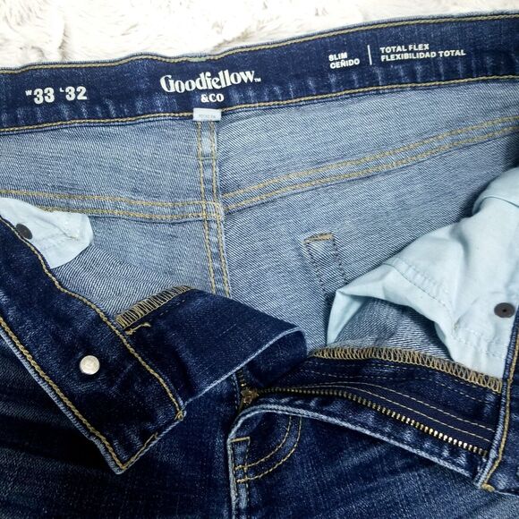 Goodfellow & Co Jeans Mens 33×32 Blue Slim Total Flex Dark Wash Denim - Picture 9 of 11